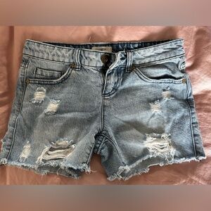 O’Neill girls denim shorts. Size 12. Distressed
